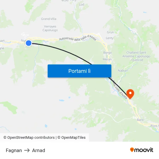 Fagnan to Arnad map