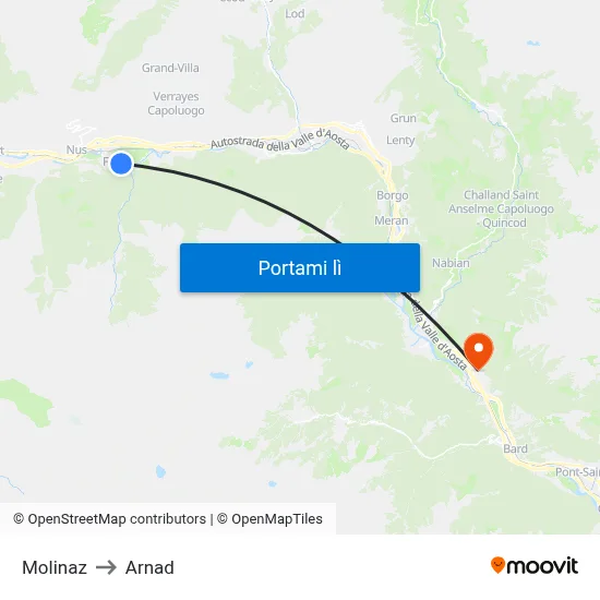 Molinaz to Arnad map