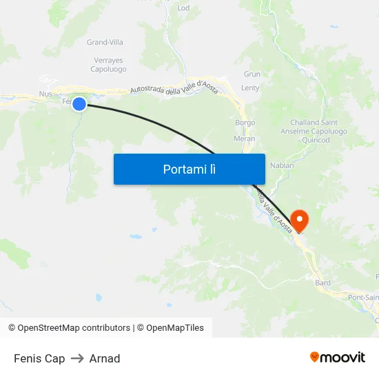 Fenis Cap to Arnad map