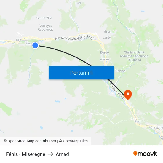 Fénis - Miseregne to Arnad map