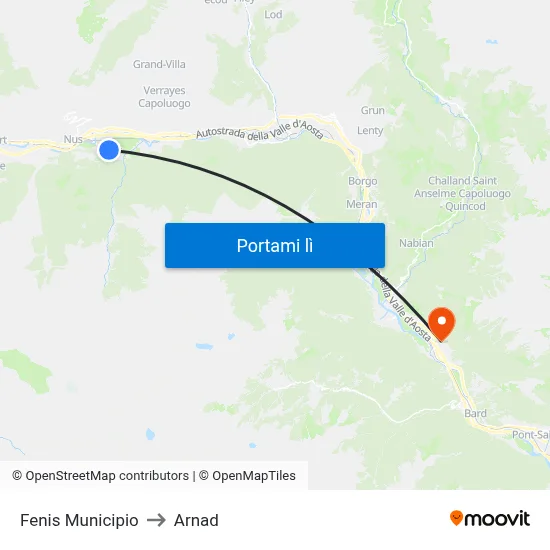 Fenis Municipio to Arnad map