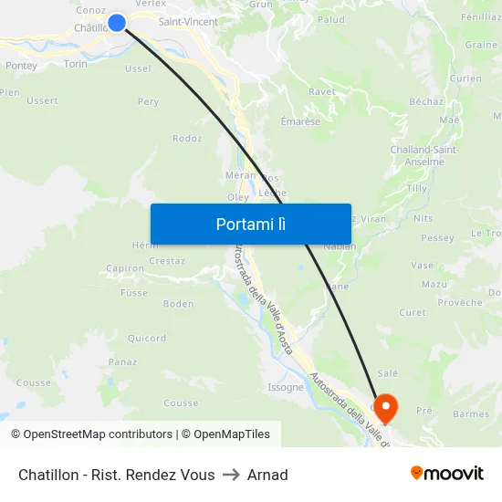 Chatillon - Rist. Rendez Vous to Arnad map