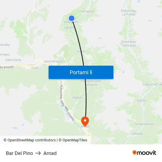 Bar Del Pino to Arnad map