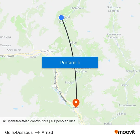 Goïls-Dessous to Arnad map