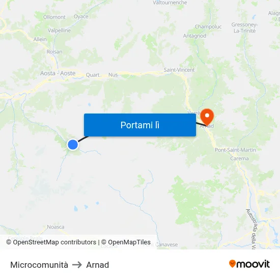 Microcomunità to Arnad map