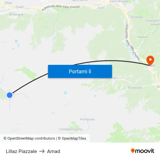 Lillaz Piazzale to Arnad map