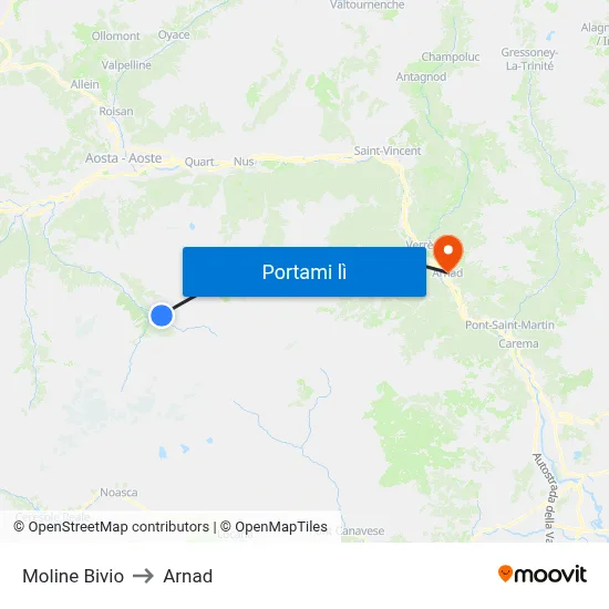 Moline Bivio to Arnad map