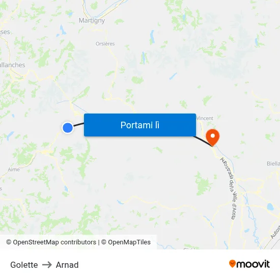 Golette to Arnad map