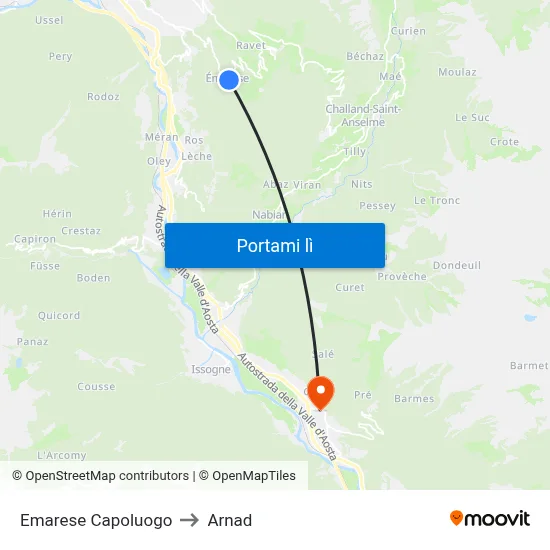 Emarese Capoluogo to Arnad map