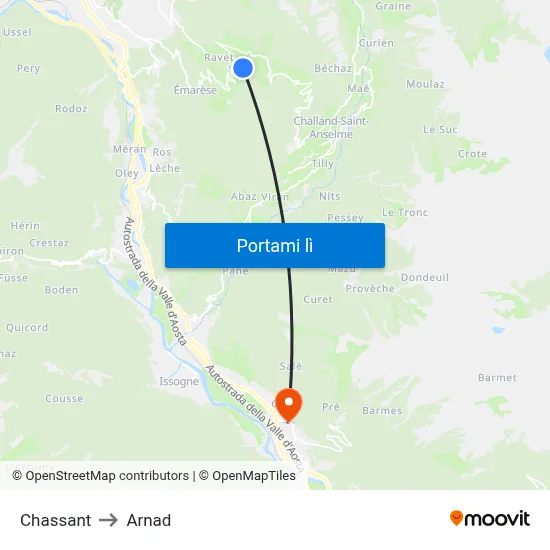 Chassant to Arnad map