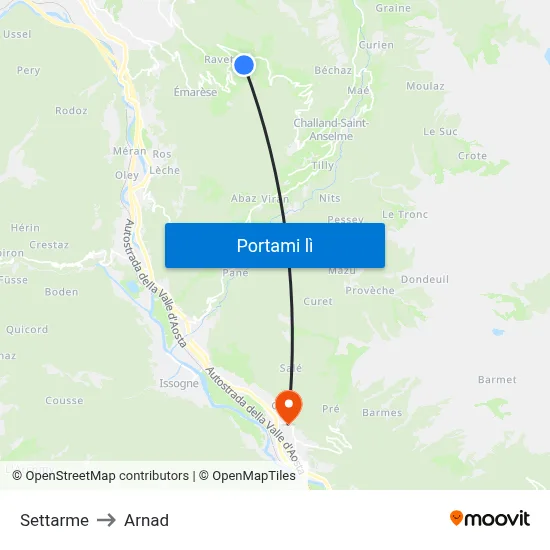 Settarme to Arnad map