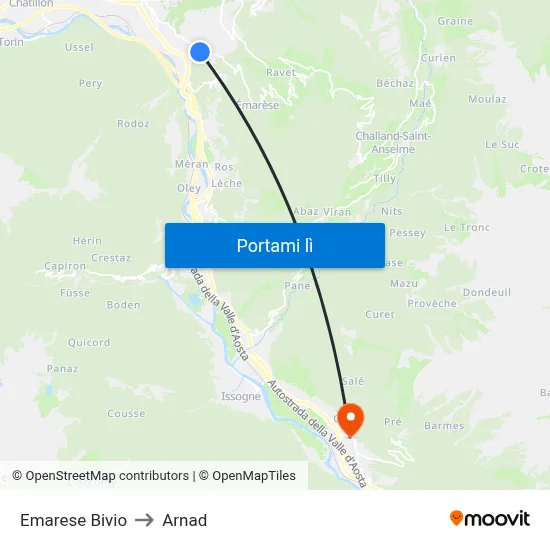 Emarese Bivio to Arnad map