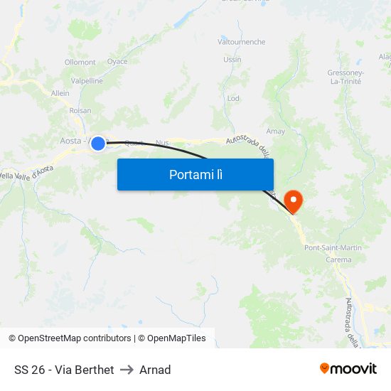 SS 26 - Via Berthet to Arnad map