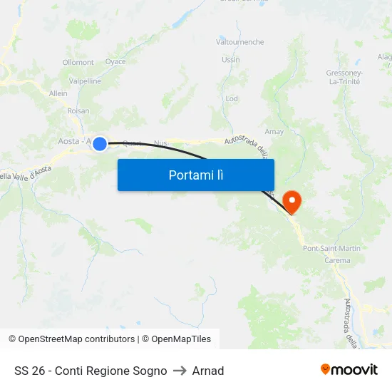 SS 26 - Conti Regione Sogno to Arnad map