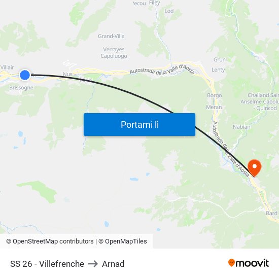 SS 26 - Villefrenche to Arnad map