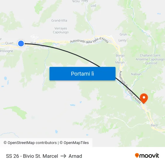 SS 26 - Bivio St. Marcel to Arnad map