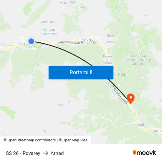 SS 26 - Rovarey to Arnad map