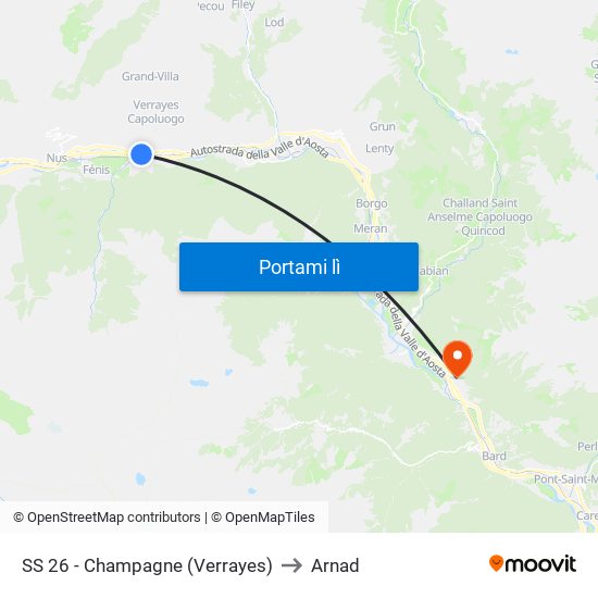 SS 26 - Champagne (Verrayes) to Arnad map