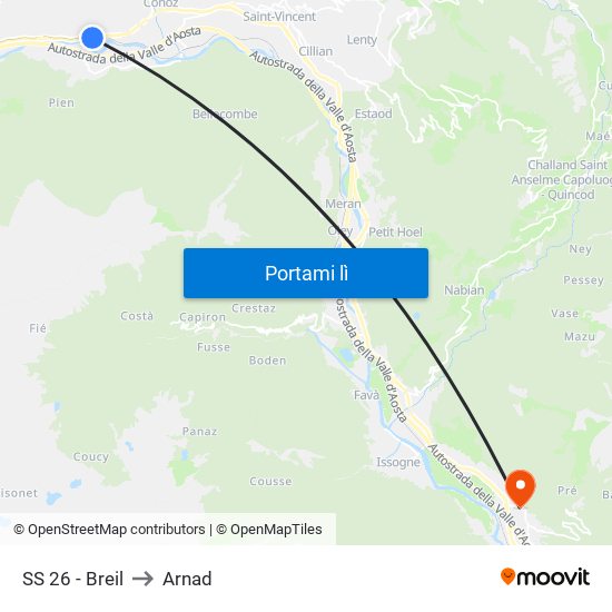 SS 26 - Breil to Arnad map