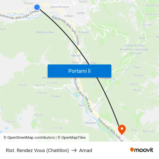 Rist. Rendez Vous (Chatillon) to Arnad map