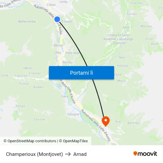 Champerioux (Montjovet) to Arnad map