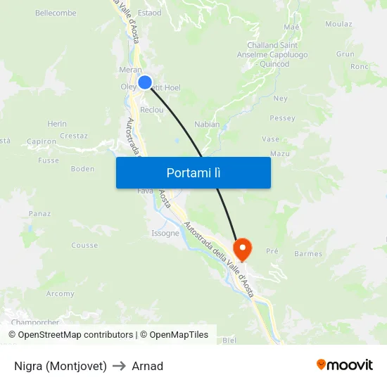 Nigra (Montjovet) to Arnad map