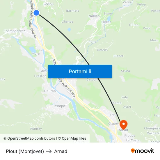Plout (Montjovet) to Arnad map