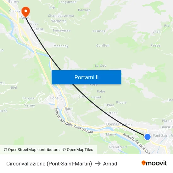 Circonvallazione (Pont-Saint-Martin) to Arnad map