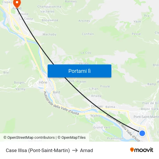 Case Illsa (Pont-Saint-Martin) to Arnad map