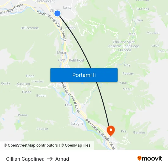 Cillian Capolinea to Arnad map