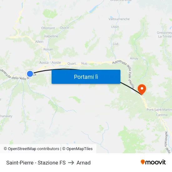 Saint-Pierre - Stazione FS to Arnad map
