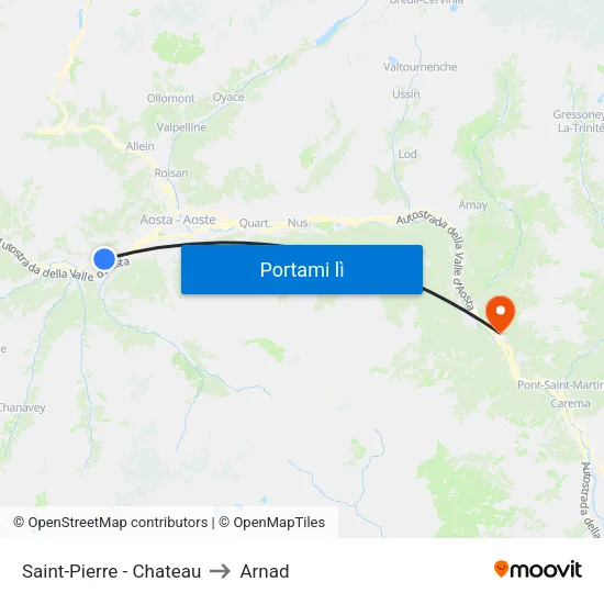 Saint-Pierre - Chateau to Arnad map