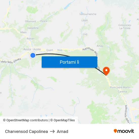 Charvensod Capolinea to Arnad map