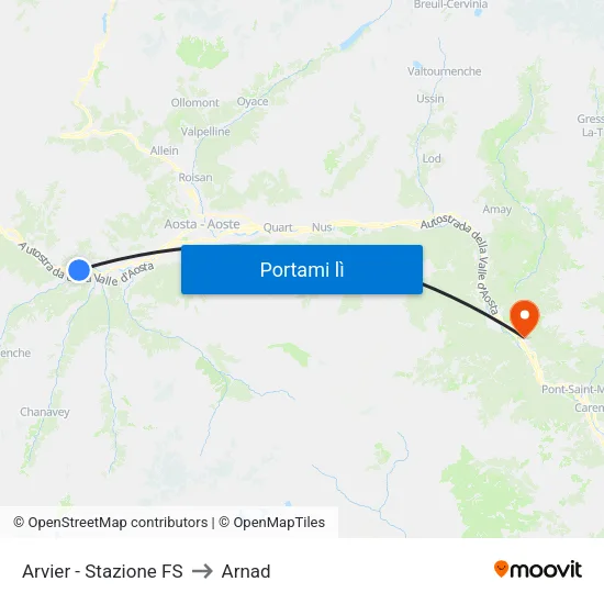 Arvier - Stazione FS to Arnad map