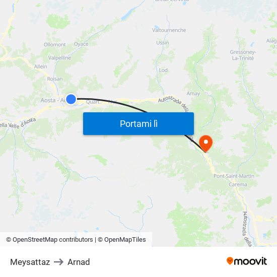 Meysattaz to Arnad map