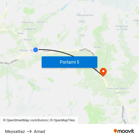 Meysattaz to Arnad map