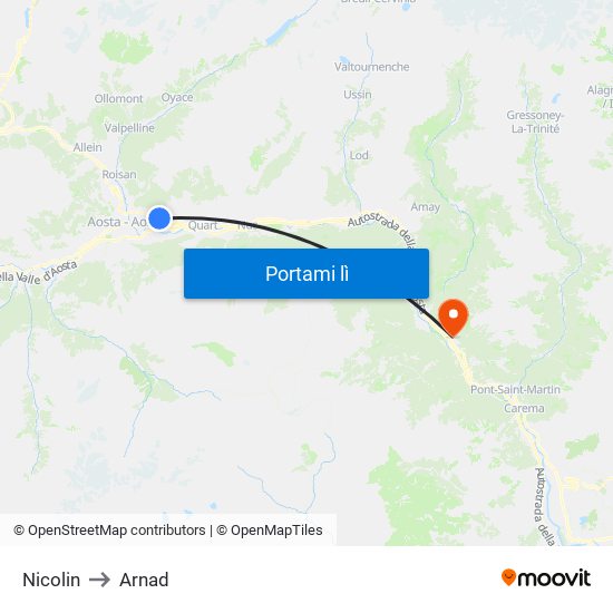 Nicolin to Arnad map