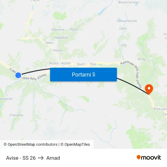 Avise - SS 26 to Arnad map
