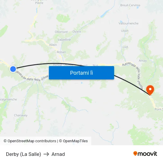 Derby (La Salle) to Arnad map