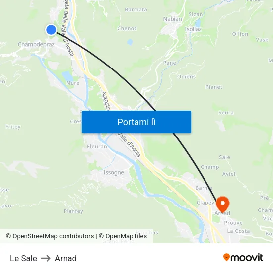 Le Sale to Arnad map