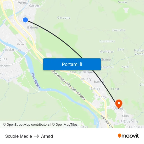 Scuole Medie to Arnad map