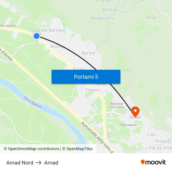 Arnad Nord to Arnad map