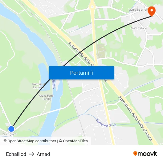 Echaillod to Arnad map