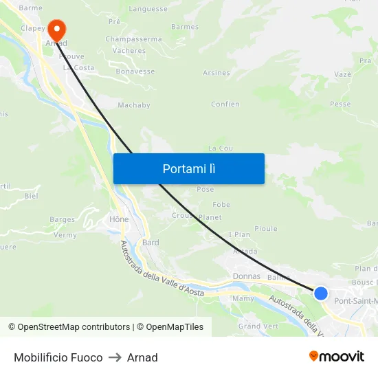 Mobilificio Fuoco to Arnad map