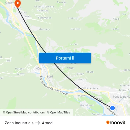 Zona Industriale to Arnad map