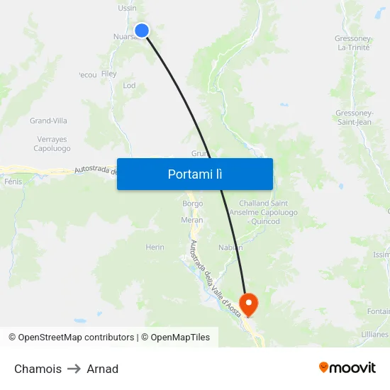 Chamois to Arnad map