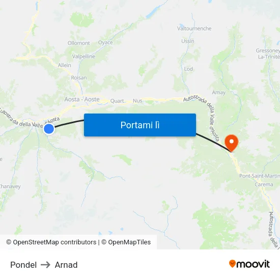 Pondel to Arnad map
