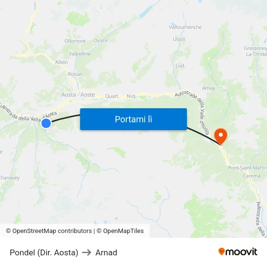Pondel (Dir. Aosta) to Arnad map