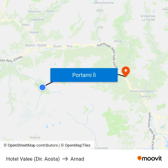 Hotel Valee (Dir. Aosta) to Arnad map