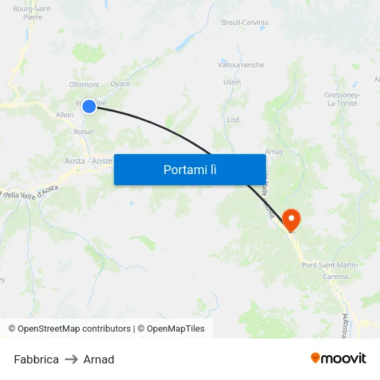 Fabbrica to Arnad map